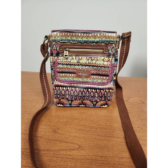 Sak Sakroots Crossbody Coated Canvas Multicolor Boho Hippie Adjustable Strap - Picture 1 of 11